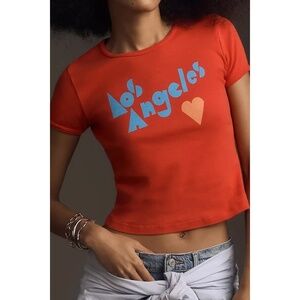 MOTHER Itty Bitty Ringer LA Love Tee - Red - XL